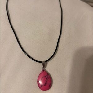 Pink Teardrop Pendant Necklace